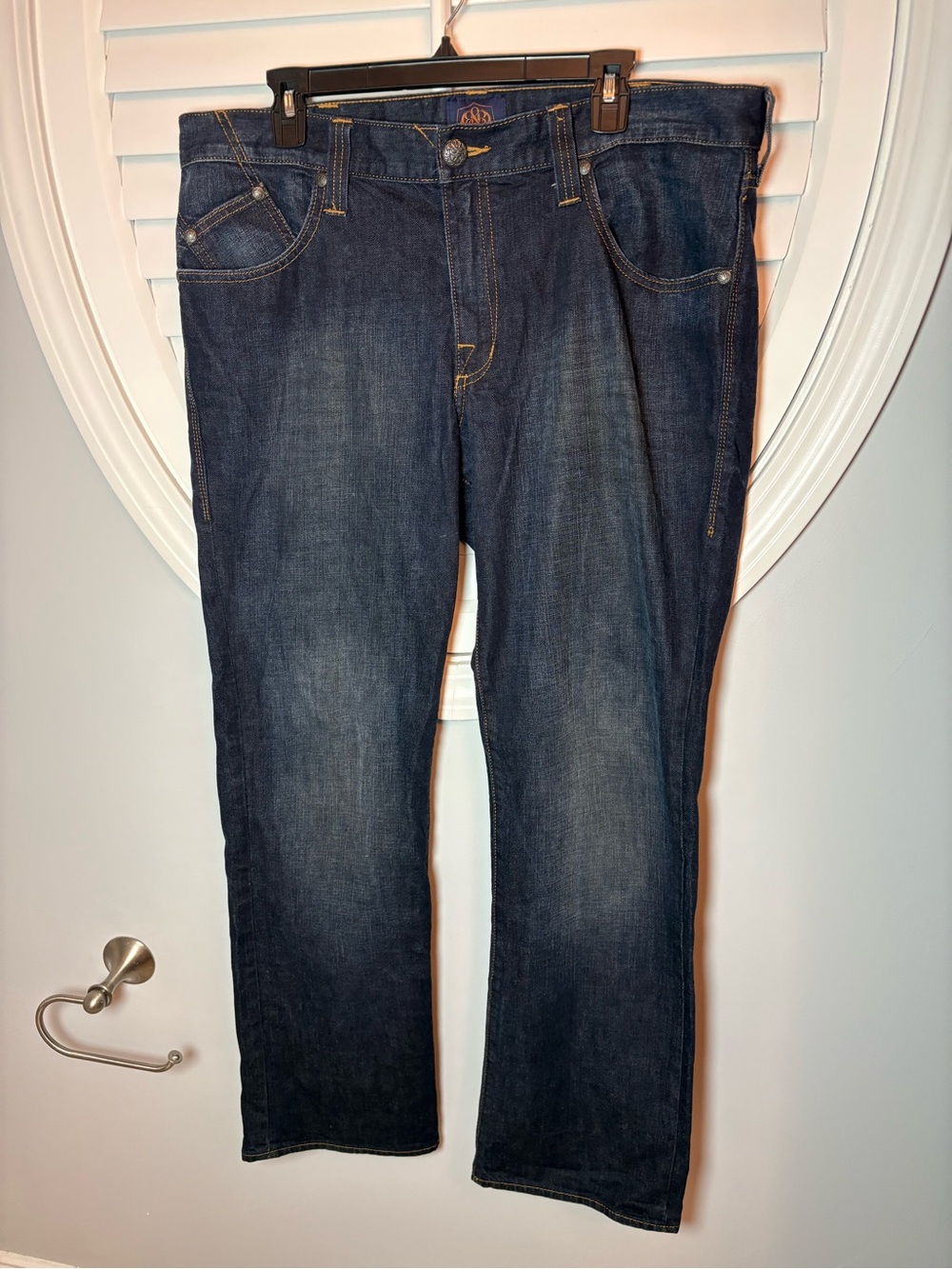Rock & Republic Men's Blue Jeans Rigid 38 x 32 Dark Wash Denim